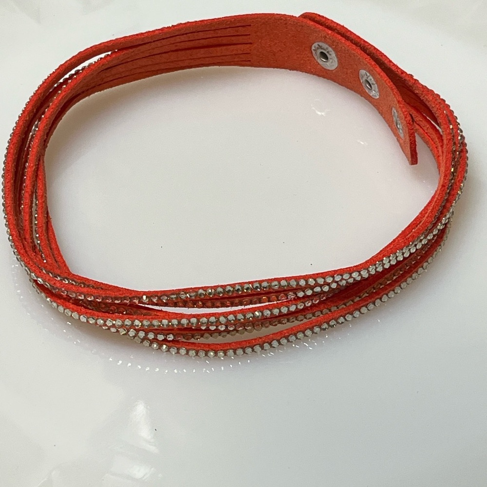 🧡 Paparazzi 6-Strand Coral Rhinestone Wrap Choker – NWT